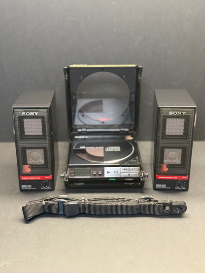 Sony Discman D-50 With Carry Case + Speakers. Serviced. Super Rare.  VGC