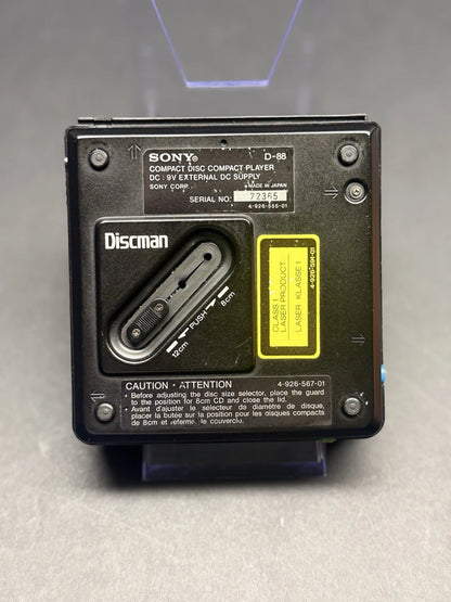 Sony Discman D-88 Fully Serviced. Carry Case.  Headphones. Holder.  VGC