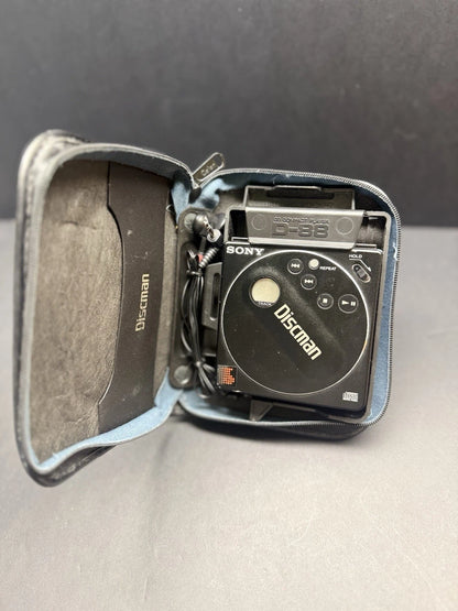 Sony Discman D-88 Fully Serviced. Carry Case.  Headphones. Holder.  VGC