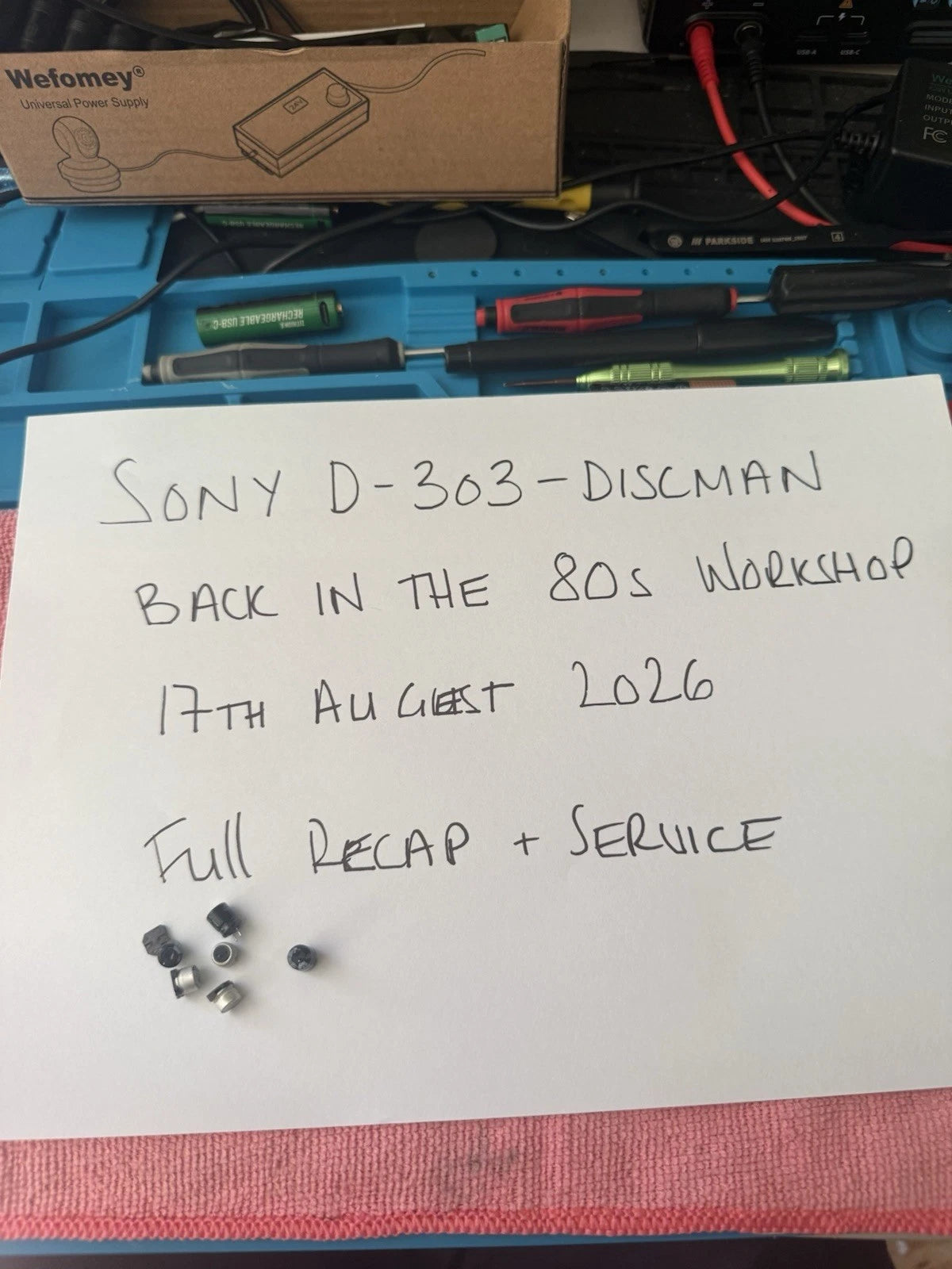 Sony Discman CD Compact Player D-303 Full Recap Service. Manual. Case. Bag. VGC