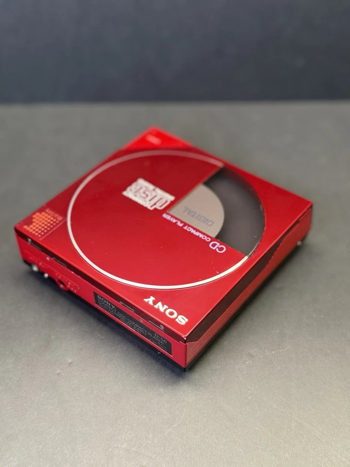 Sony Discman RED D-50 With Carry Case + Speakers. Serviced. Super Rare. VGC
