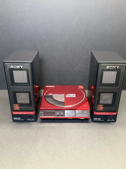Sony Discman RED D-50 With Carry Case + Speakers. Serviced. Super Rare. VGC