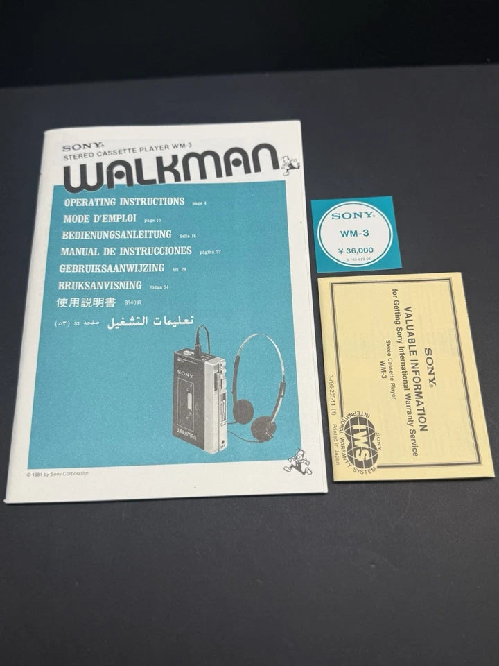 Sony Walkman WM3 Deluxe+Sony MDR 4l1 Headphones. Boxed.  Fully Serviced Pristine