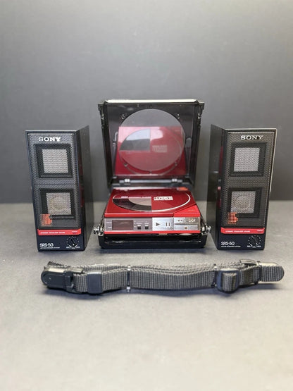 Sony Discman RED D-50 With Carry Case + Speakers. Serviced. Super Rare. VGC