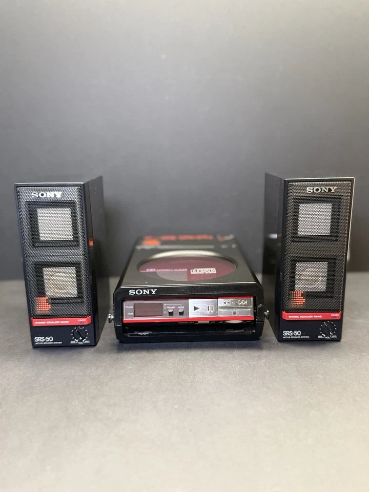 Sony Discman RED D-50 With Carry Case + Speakers. Serviced. Super Rare. VGC