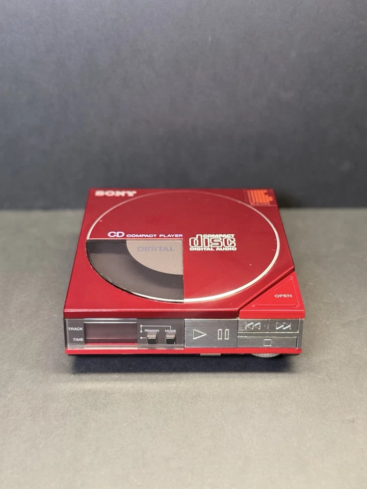 Sony Discman RED D-50 With Carry Case + Speakers. Serviced. Super Rare. VGC