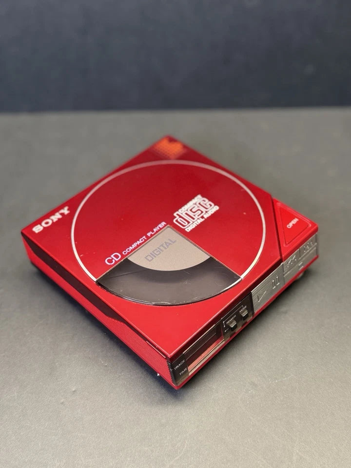 Sony Discman RED D-50 With Carry Case + Speakers. Serviced. Super Rare. VGC