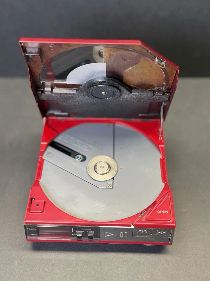 Sony Discman RED D-50 With Carry Case + Speakers. Serviced. Super Rare. VGC